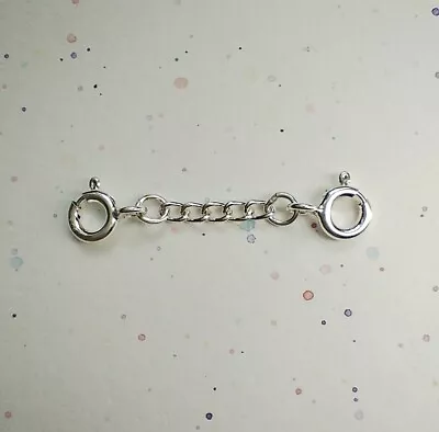 925 Sterling Silver Necklace Extender Safety Chain Curb 2 X Bolt Rings ALL SIZES • £9.30