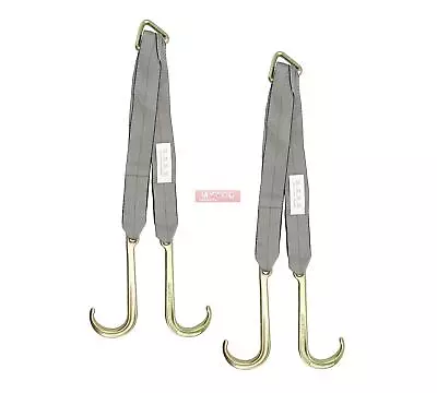 (2 Pack) Tow Straps V Bridle 3  X 24  W/ 15  J Hooks 5400 WLL Recovery V-Strap • $89.99