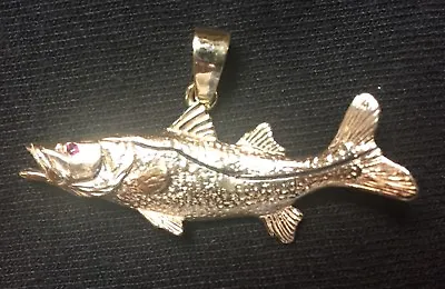 $385 • Buy Saltwater Snook Fish/fishing 14kt Gold Pendant Charm