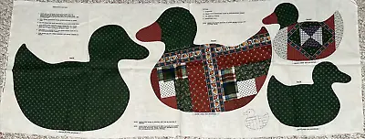 Cranston VIP Green Calico Duck Embroider~cut~sew~stuff  Fabric Panel 2 Ducks • $3.25