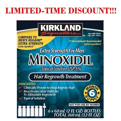 Kirkland Minoxidil 5% Extra Strength Men Hair Regrowth Solution 6 Month Supply • $13.75