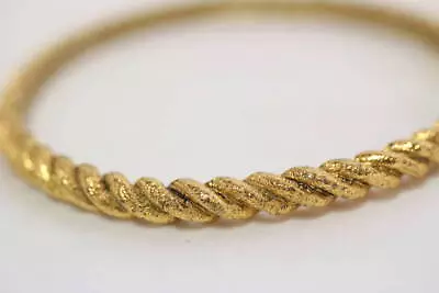 CHANEL Bangle Bracelet Twist Gold Plated Metal 6.5cm 25 Vintage Authentic • $506.95