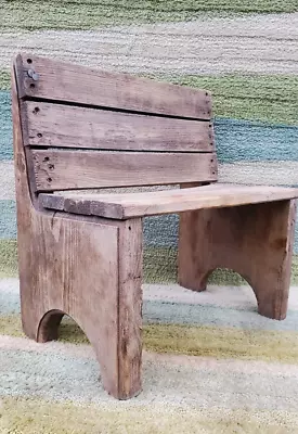 Small Antique Rustic Childrens Wood Pew Chair Garden Bench Plant Stand Hand Made • $124.98