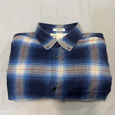 $24.98 • Buy L.O.G.G. Label Of Graded Goods H&M Men’s Flannel Shirt Size Large Navy Blue EUC
