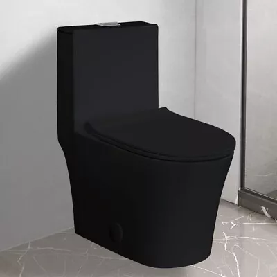 Open Box-WinZo WZ5022B  Elongated One Piece Toilet Dual Flush  Matte Black • $348.99