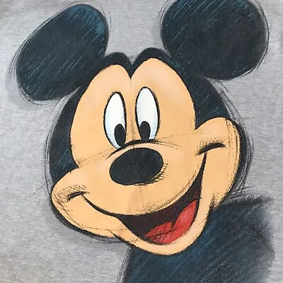 Disney Mickey Mouse T Shirt Y2K Mens Large Gray Double Sided Big Face Print • $21