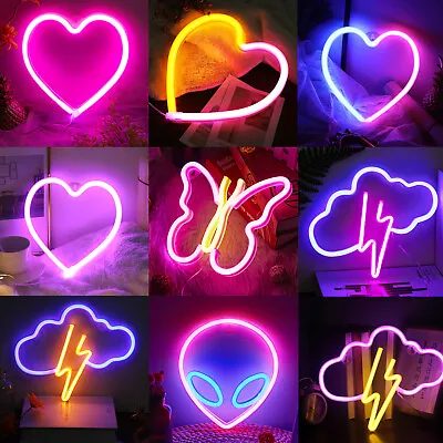 Neon Sign Light LED Wall Night Decor Lamp For Kids Bedroom Gift Christmas Party • £10.89