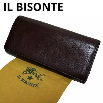 IL BISONTE Long Wallet Leather Dark Brown L-shaped Zipper Protective Bag • $153.88