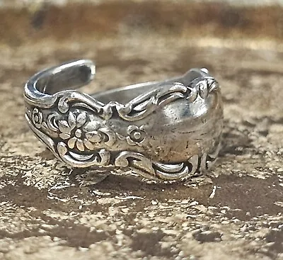 Vintage Shiny Towle Sterling Silver Spoon Wrap Pinky Band Adjustable Ring 3.25 • $50