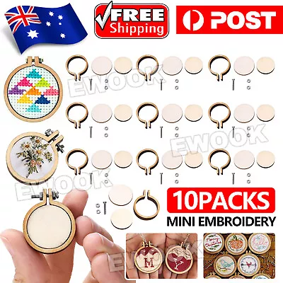 10 Packs Mini Embroidery Hoop Ring Wooden Cross Stitch Frame Kit For Hand Craft • $7.95