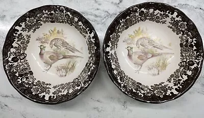 2 X Bowls Royal Worcester Palissy Pheasant Game Series England 16cm Across Old  • £7.50