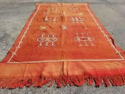 Distressed Fine Vintage Traditional Hand Made Moroccan Wool Kilim 6.1x3.4ft • $189.44