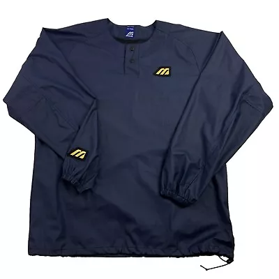 Mizuno Pullover Men XL Blue Henley Long Sleeve Rain Windbreaker Baseball (Z14) • $29.95