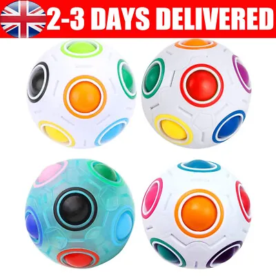 4PCS Magic Rainbow Fidget Ball Toy Speed Cube Brain Teaser Stress Relief Toys • £9.90