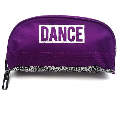 JUSTICE Dance Bag Purple White Zip Cheer Gym Cosmetic Shoe Makeup • $4.24