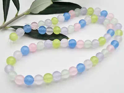 £4.01 • Buy Malaysia Jade Gemstone Beads Round Strand 37 Cm Ø 6 Mm Colorful Multi-Color Colored