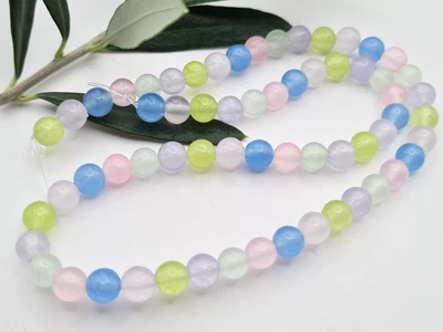 £4.01 • Buy Malaysia Jade Gemstone Beads Round Strand 37 Cm Ø 6 Mm Colorful Multi-Color Colored