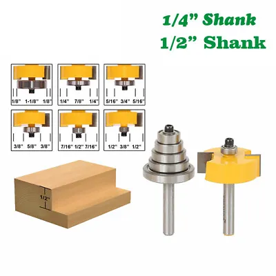 1/2-Inch 1/4-Inch Shank Rabbet Router Bit With 6 Bearings Set -set Of 2 • $15.19