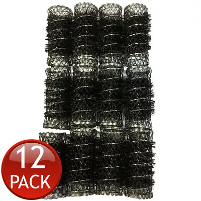 Swiss Brush Rollers Medium Black 12 Pack Hair Volumising Styling Salon Curlers • $10.95