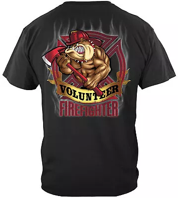 Fire Fighter Fire Dog Volunteer Firefighter T-Shirt 100% Cotton Black • $26.95