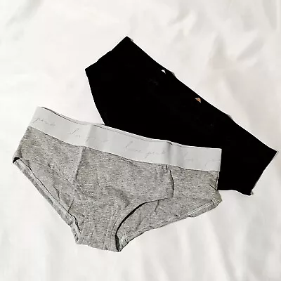 New Victoria's Secret PINK VS Logo Extra Lowrise Hipster Gray + Black • $12.99