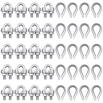 40 Pcs 1/8  Wire Rope Kit M3 Metal Wire Rope Cable Clamps And M3 Stainless Steel • $22.98