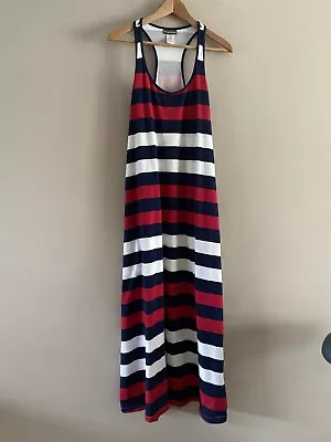 Tommy Bahama Women’s Striped Racer Back Lightweight Cotton Maxi Dress Size LARGE • $19.90