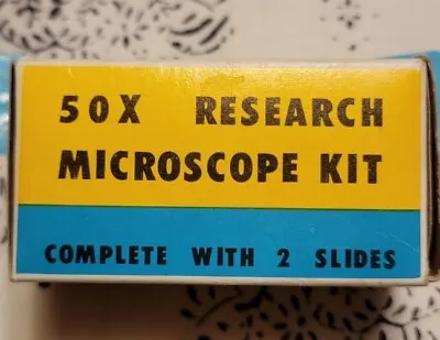 Vtg 1960s Pocket 50X Research Microscope Kit Complete W/ Slides Made In Japan  • $18