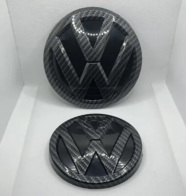 $65 • Buy Carbon Fiber Front & Rear Car Emblem SET Badge For VW Jetta GLI 2015-2018