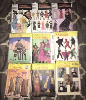 $15 • Buy Vintage Lot Of 9 McCalls & Simplicity Costume Sewing Patterns Size&Style Vary