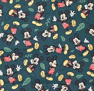 New Print! Mickey Mouse FALL GREEN Disney Cotton Fabric FAT QUARTER 18 X21  • £3.81