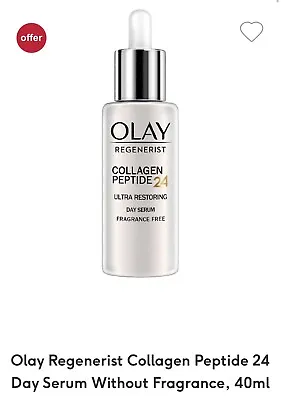 OLAY REGENERIST COLLAGEN PEPTIDE 24 DAY SERUM Without FRAGRANCE 40ml • £14.99