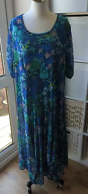 Chesca Lagenlook Dress XL Blue & White Long Summer Floral UK24 Chesca4 • £24.99
