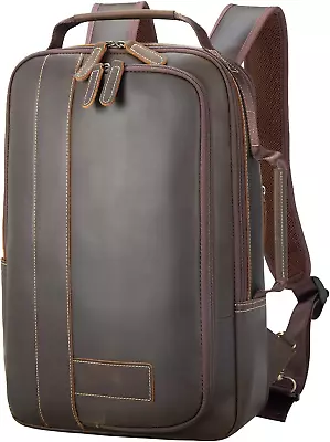Leather 15.6  Laptop Backpack For Men Convertible Briefcase Backpacks Expandable • $208.99