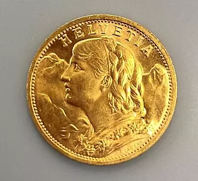 1927 B Swiss Gold 20 Francs Coin .1867AGW BU L18290 • $420