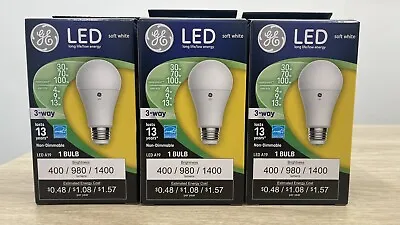 GE LED 3-Way Light Bulb Soft White A19 Medium Base 4/9/13 Watt Pack Of 3 • $15.99