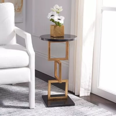 SAFAVIEH Cassidy Gold Leaf Accent Table | Gold / Black | • $153.99