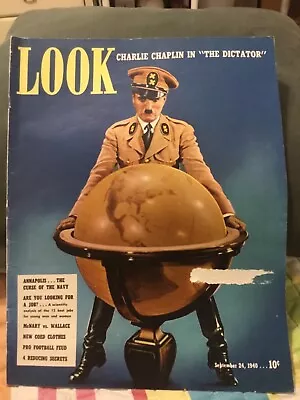 1940 Look Magazinecharlie Chaplin  The Great Didctator  Hitler • $5