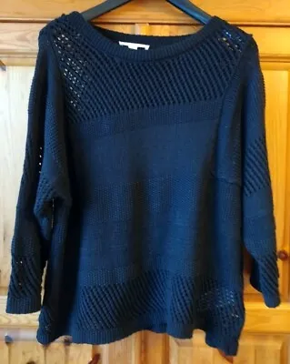 Esprit Black Crochet Style Over Jumper Size M 12 14 Vgc • £7.99