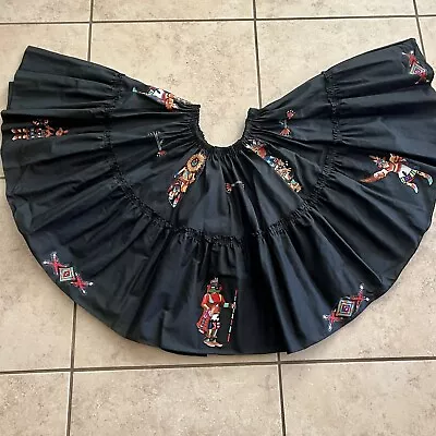 Vintage Square Dance Skirt Full Circle Extra Full Ruffled Southwestern Theme • $26