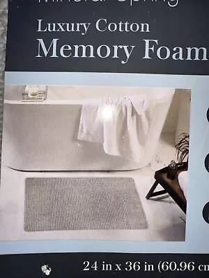 Mineral Spring Cotton Memory Foam Bath Mat Gray Large 24  X 36 . NEW • $29.99