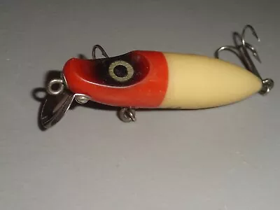 VINTAGE FISHING LURE PLASTIC MILLSITE WIG WAG SINKER RED HEAD WHITE C. 1950's • $6.99