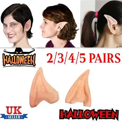 £4.99 • Buy 2-5 Pairs Elf Fairy Ears Latex Halloween Party Costume Hobbit Spock Fancy Dress