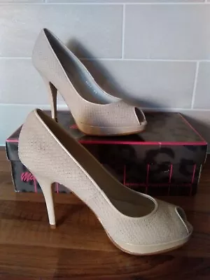 NWB MARY G Cream Stiletto Shoes Size 4.5 Leather Cost £135 • £17