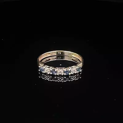 10K Sapphire Diamond Vintage Wedding Band Ring Yellow Gold *04 • $100