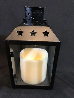 Decorative LED Lantern W/ Flameless Candle - Stars Cutouts • $15