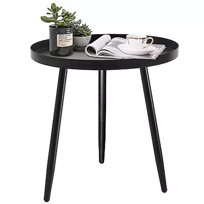 Round Side Table Black Modern End Table Metal Accent Table For Small Spaces... • $57.91