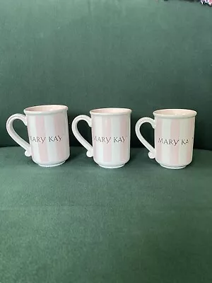 Three Mary Kay Collectible Pink & White Striped Mug W/ Gold Lettering • $29