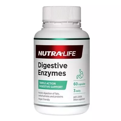 Nutra-Life Digestive Enzymes 60 Capsules Triple Action Digestive Support Vegan • $21.45