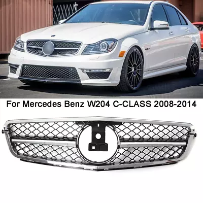 Chrome AMG Style Grille Grill For Mercedes-Benz W204 C250 C300 C350 2008-2014 • $48.37